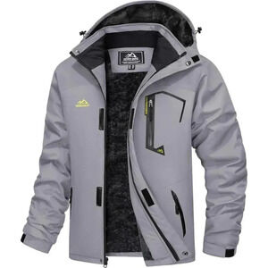 ❤️ Men's Water Resistant Fleece Lined Winter Windproof Warm Snow Ski Jacket Grey